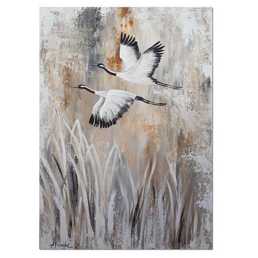 obrazy Żurawie 16 ptaki obraz do salonu malowany na płótnie