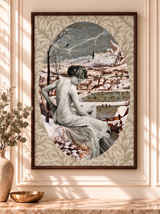 plakaty Plakat kolaż Pejzaż z Zimą Fine Art gicl