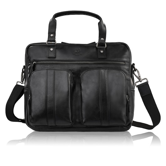 torby i nerki męskie Skórzana torba na laptopa męska na dokumenty czarna Paolo Peruzzi SL-01-BL
