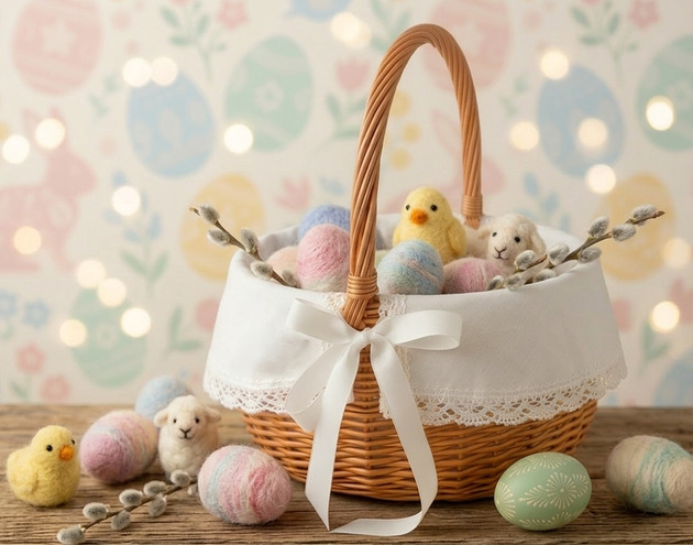 koszyki wielkanocne Serwetka do koszyka WIĄZANA duża KLASYCZNA