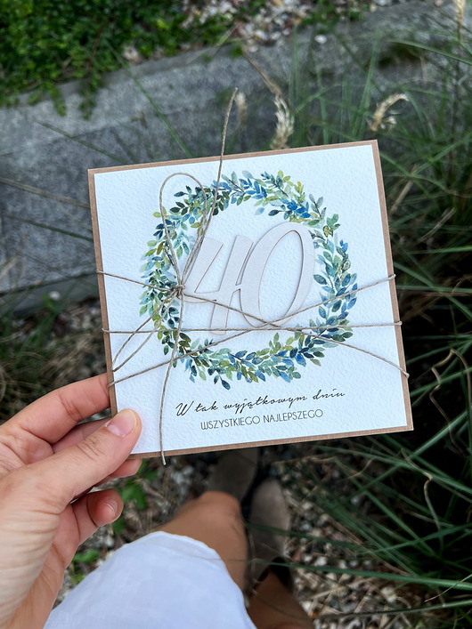 kartki scrapbooking Wyjątkowa kartka ręcznie robiona na czterdziestkę