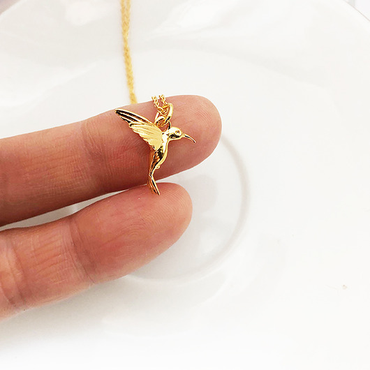złote naszyjniki Naszyjnik z kolibrem , koliber, mały ptaszek