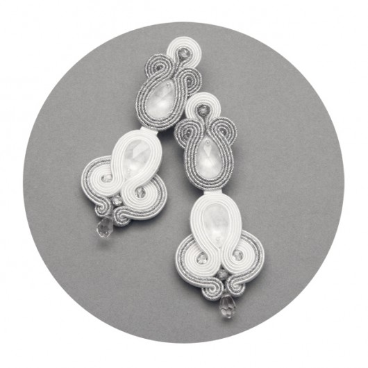 Kolczyki soutache - ślubne, Swarovski, kryształy maanuela
