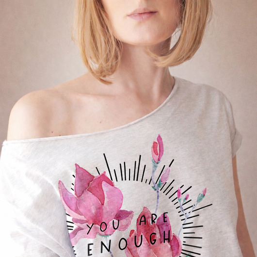 t-shirt damskie You are enough Oversize Szary