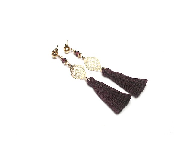 BOHO - rose gold rosette /bakłażan/ - kolczyki KiKa pracownia