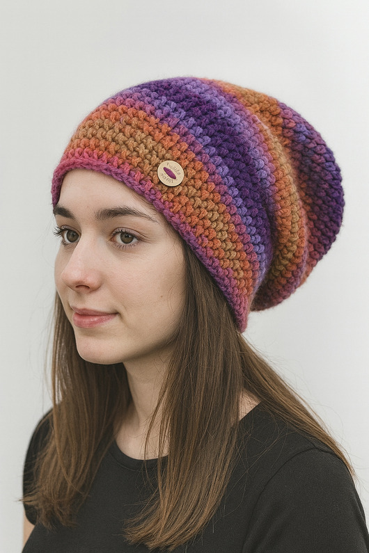 czapki damskie Kolorowa gruba czapka zimowa smerf ręcznie robiona