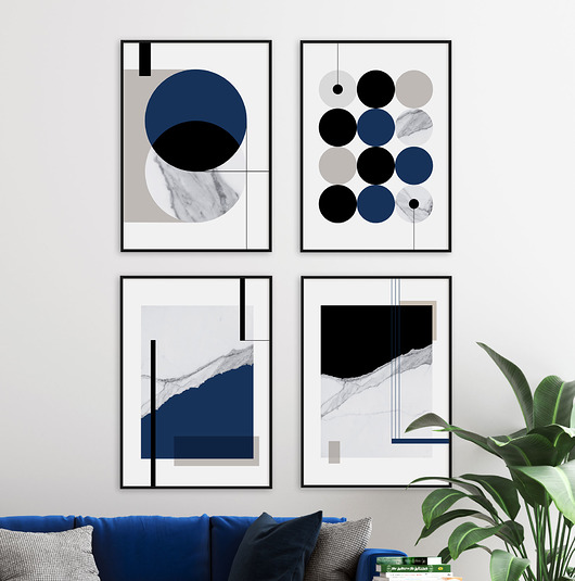 MARBLE - zestaw czterech plakatów z granatem PLAKATY GEOMETRYCZNE