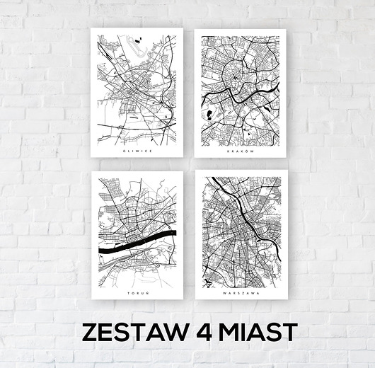 4 MIASTA - galeria map - wybierz kolory i miasta PLAKATY GEOMETRYCZNE