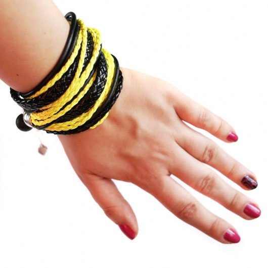 NEON yellow & black - MEGA szeroka bransoletka kaktusia
