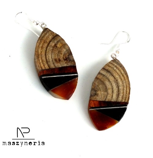Wood&Amber Kolczyki etniczne Maszyneria
