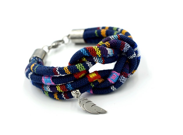bransoletki - inne Bransoletka BOHO GIPSY KNOT WITH FEATHER
