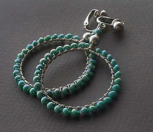 turquoise round - klipsy maghia