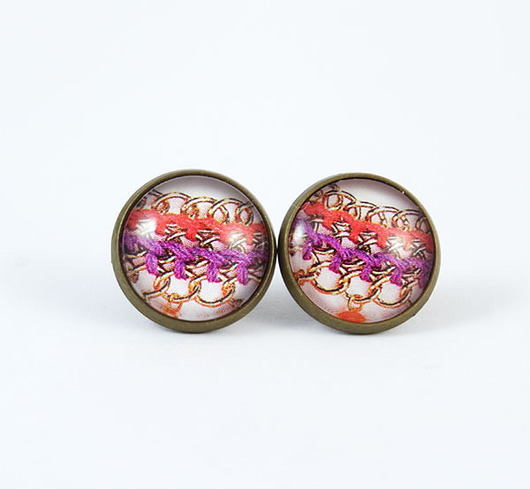 kolczyki szklane Kolczyki - Wzorki - wkrętki, sztyfty