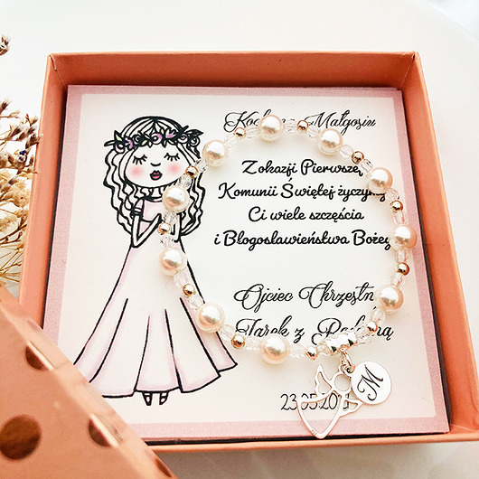 Bransoletka z inicjałem Różaniec KOMUNIA Anemon Atelier