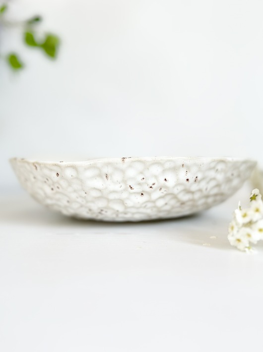 miski i misy Ceramiczna miska M - lniana biel