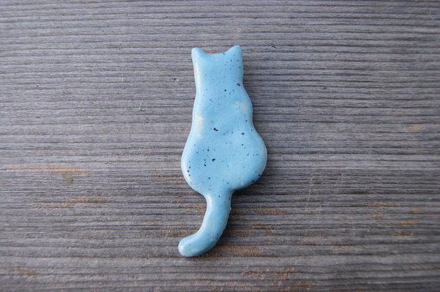 magnesy Ceramiczny magnes kot turkusowy w kropki