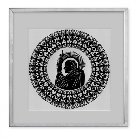  Święty Jan Paweł II (framed PaperCut artwork)) na ludowo