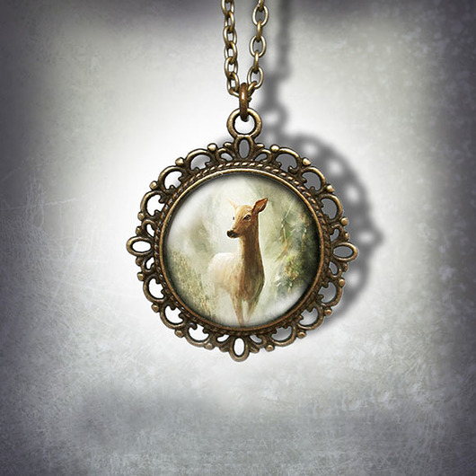 wisiory Medalion - Sarna - romantyczny, brąz