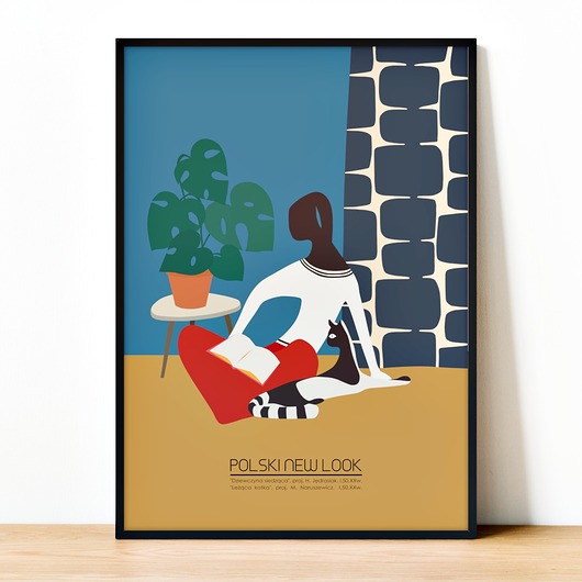 plakaty Plakat Fine Art giclee Dziewczyna z kotką. Polski New Look