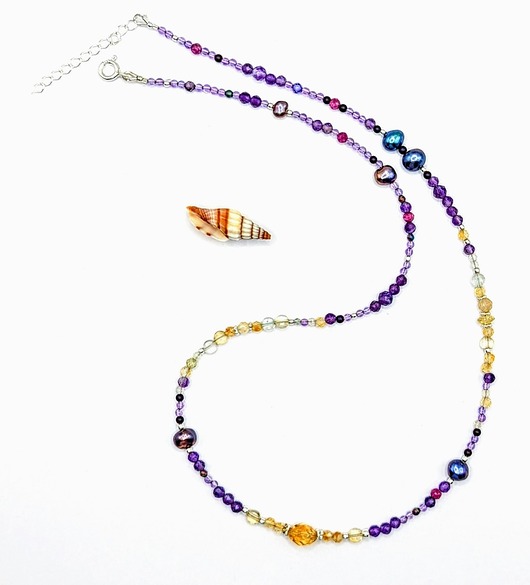 srebrne naszyjniki Naszyjnik z ametystem i cytrynem ombre