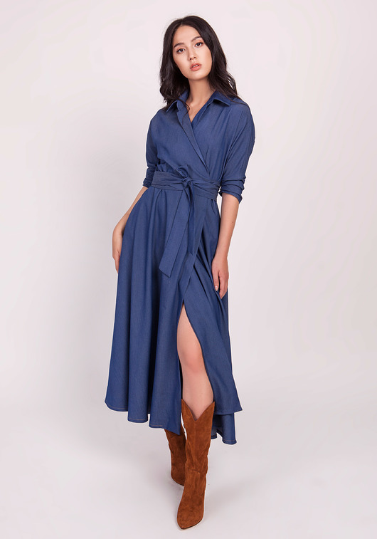 sukienki maxi damskie DŁUGA SUKIENKA, SUK173 JEANS