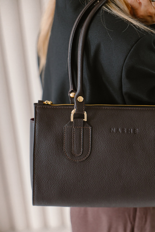 torby na ramię Perfect bag - skórzana torebka - brąz ciemny