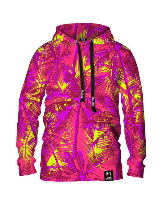 bluza z kapturem damska Damska Bluza z kapturem DR.CROW Neon Palms Pink