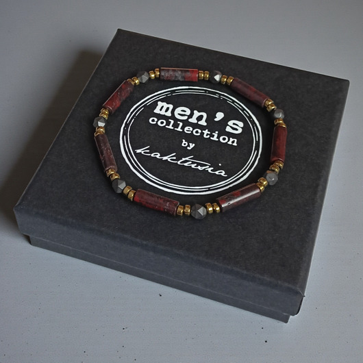 biżuteria męska ANTYSTRESOWA, POPRAWIAJĄCA NASTRÓJ : delikatna bransoletka : jaspis, hematyt