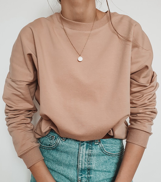 bluza bez kaptura damska Bluza damska beżowa Ciepły Beżyk