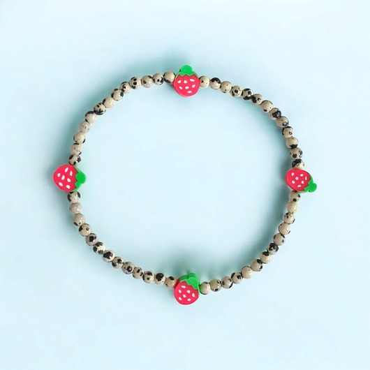 bransoletki z kamieni naturalnych NA NOGĘ : truskawkowa bransoletka : jaspis dalmatyński