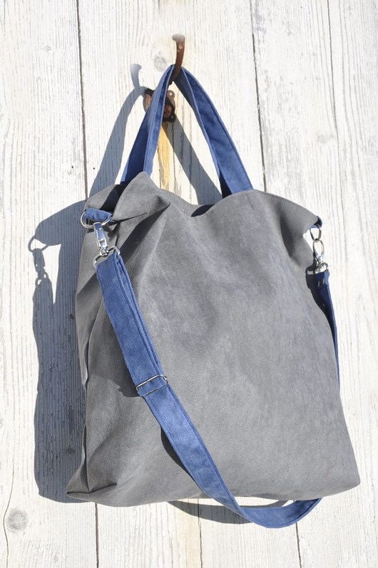 Torba hobo XXL - szarość, kobalt PRACOWNIA 166