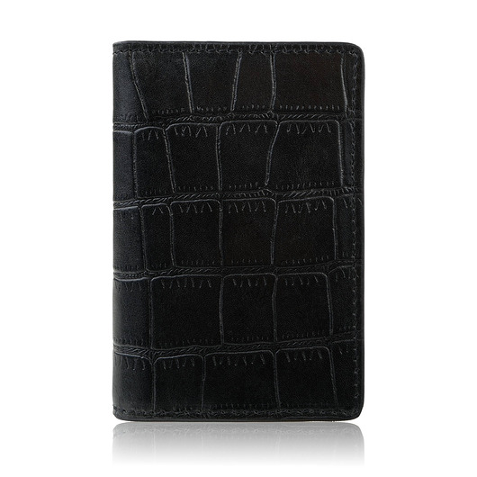 pokrowce i etui - różne Etui na karty czarne skórzane z tłoczeniem croco eleganckie RFID