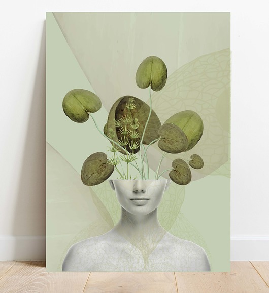 grafiki i ilustracje Plakat  Portret kobiety 50x70 zielony