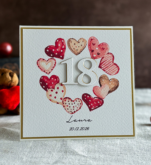 kartki scrapbooking Kartka na 18 urodziny z kopertą prezentową, BH 34