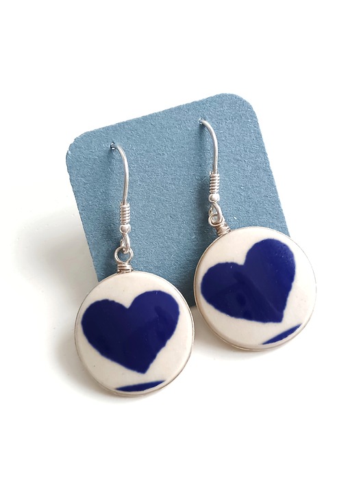 kolczyki ceramiczne Kolczyki ceramiczne Bolesławiec serduszka