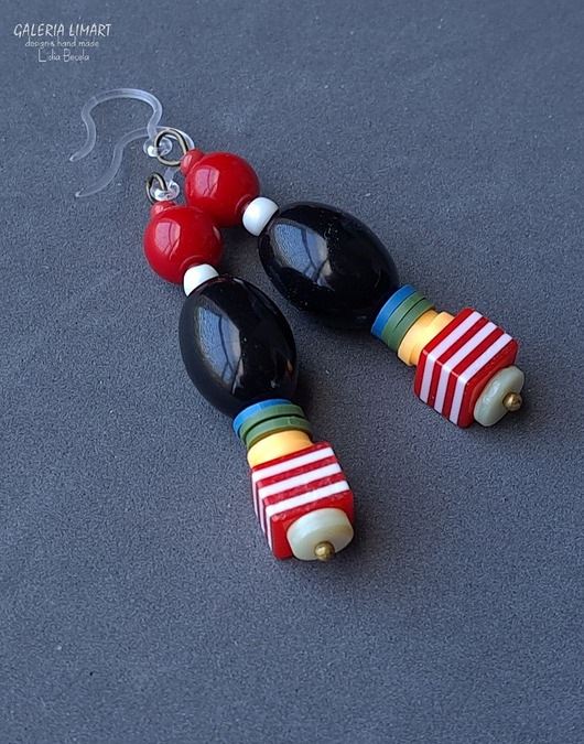 kolczyki - inne Geometryczne i kolorowe urocze kolczyki handmade super prezent