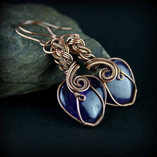 kolczyki wire wrapping Kolczyki wire wrapping z ametystem