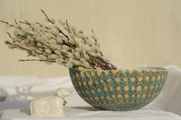 miski i misy Ręcznie lepiona duża misa ceramiczna