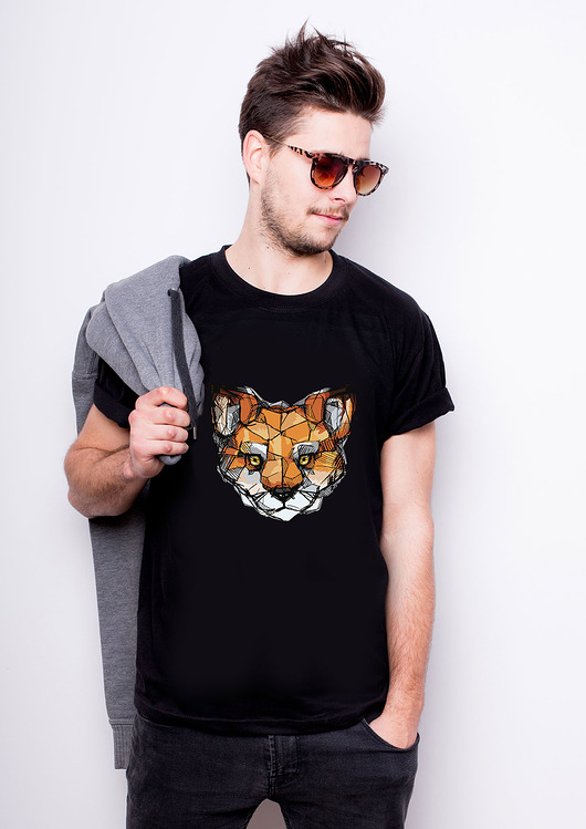 T-shirt męski czarny - lisek AllbagAllprints