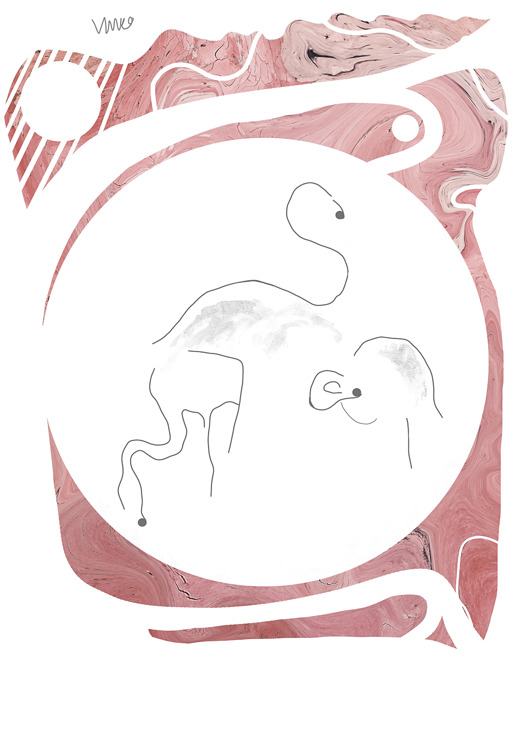 Plakat abstrakt flamingo Vimko