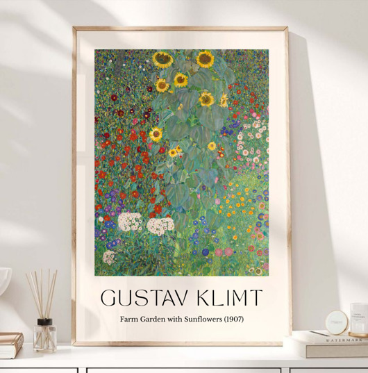 plakaty PLAKAT Gustav Klimt, łąka kwiatowa obraz