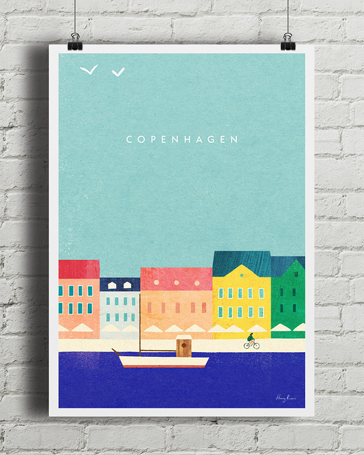 plakaty Plakat Kopenhaga Dania - kolorowe kamienice Nyhavn