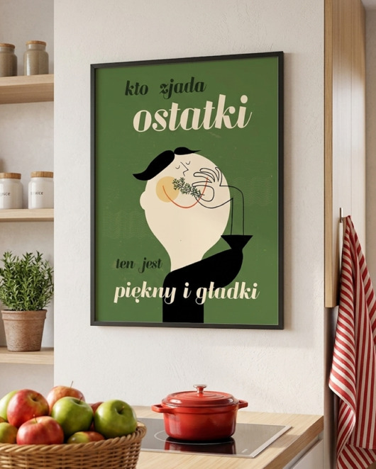 plakaty Plakat kto zjada ostatki ten jest piękny i gładki    50x70