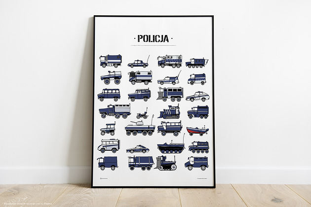 obrazy i plakaty do pokoju dziecięcego Policja - duży plakat dla chłopca 50x70cm :)
