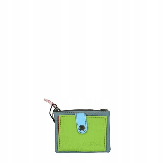 portfele damskie Portfel portfelik mały skórzany miejsce na bilon karty eko OLIVKA