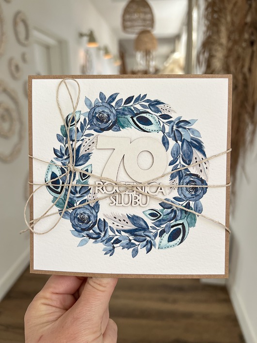 kartki scrapbooking Rustykalna kartka życzenia z okazji 70. rocznicy ślubu - 70 rocznica ślubu -