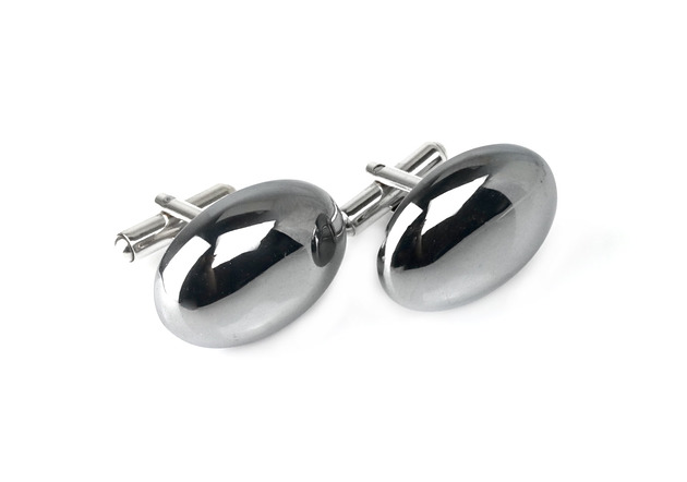 Spinki do mankietów Hematyt okrąg Brazi Druse Jewelry