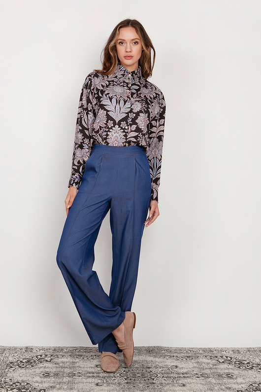 spodnie materiałowe damskie Szerokie spodnie  - SD124 jeans