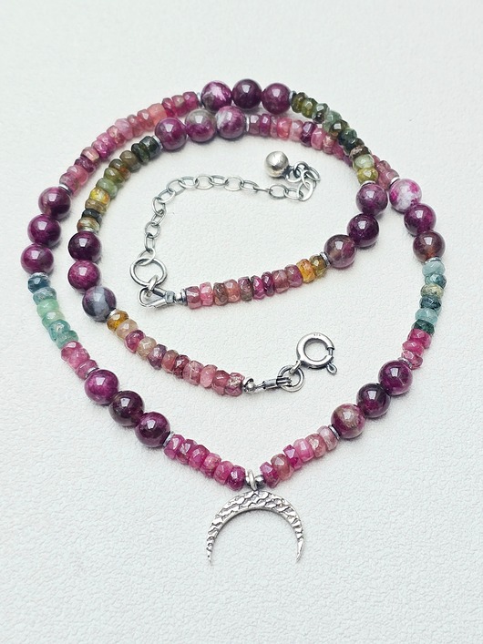 srebrne naszyjniki Naszyjnik Turmalinowa Lunula