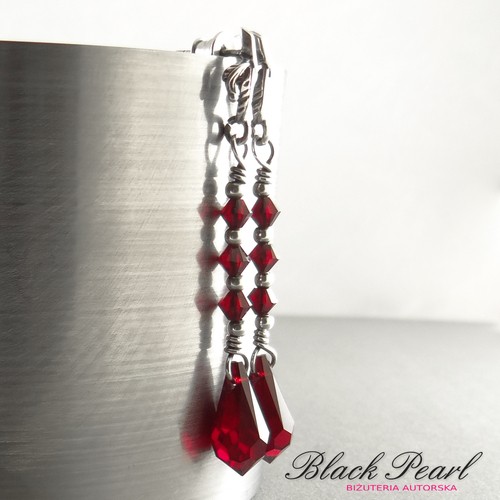 Red Drops - kolczyki Black Pearl